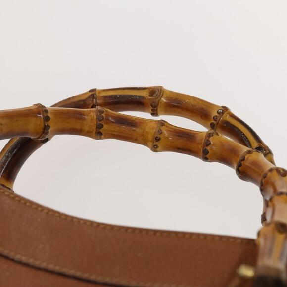 GUCCI Bamboo Hand Bag Leather Brown Gold - Picture 8 of 12